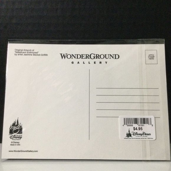 Disney Parks WonderGround Maleficent Enthroned Postcard Jasmine Becket Griffith - Picture 2 of 3